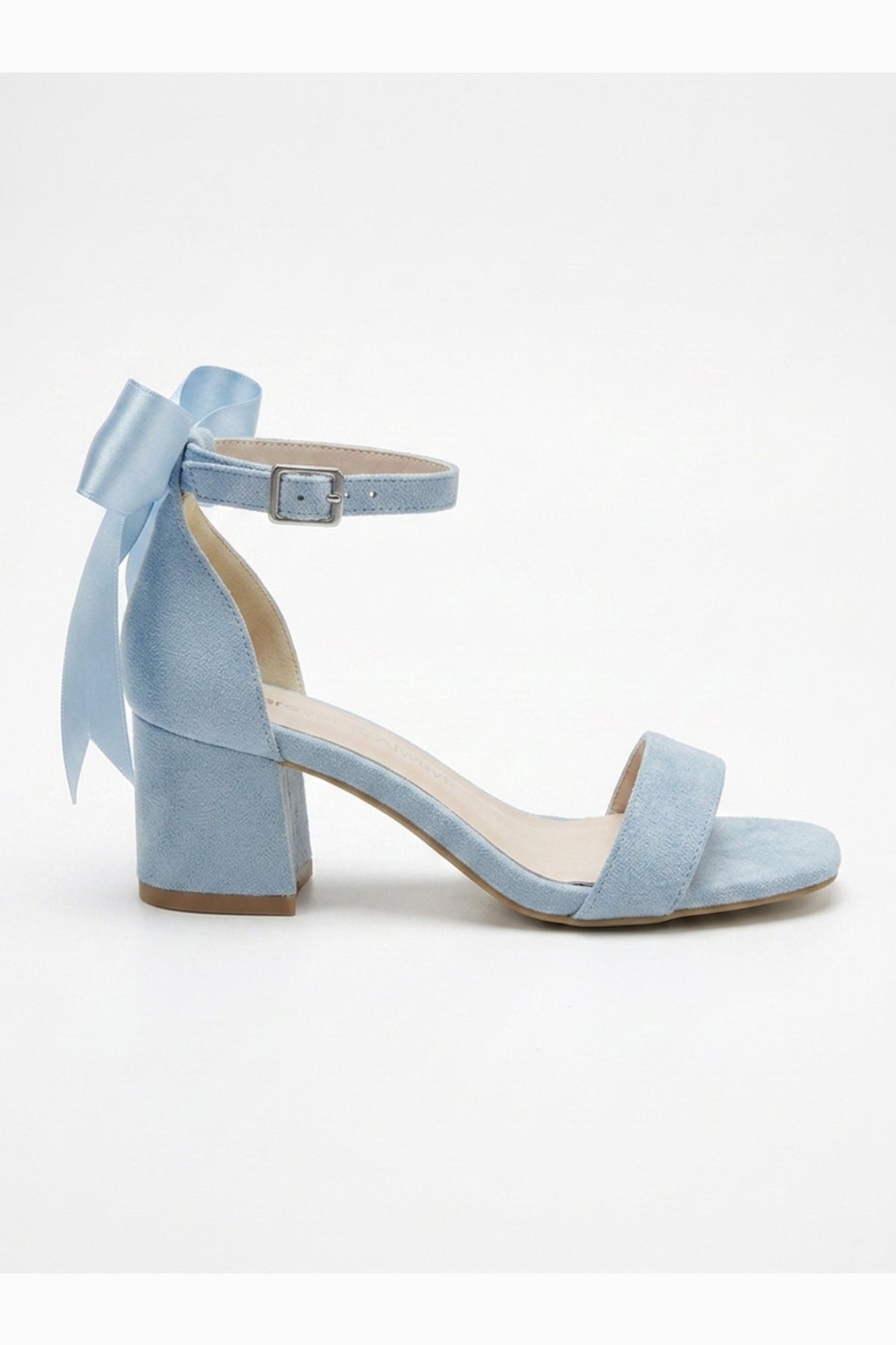 Rochelle Baby Blue Suede Ankle Strap Block Heel Sandal