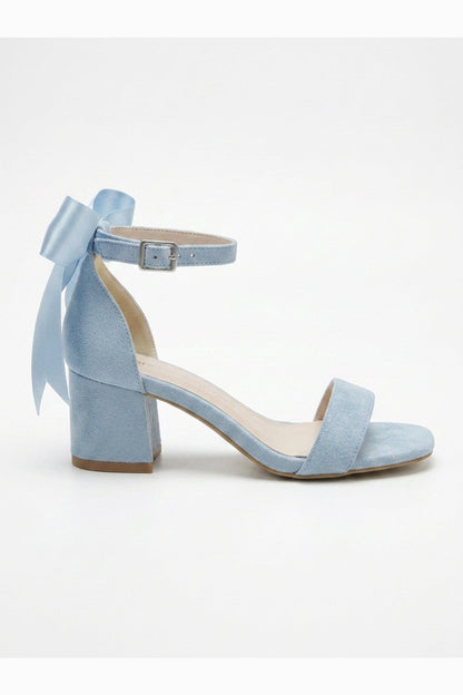 Rochelle Baby Blue Suede Ankle Strap Block Heel Sandal