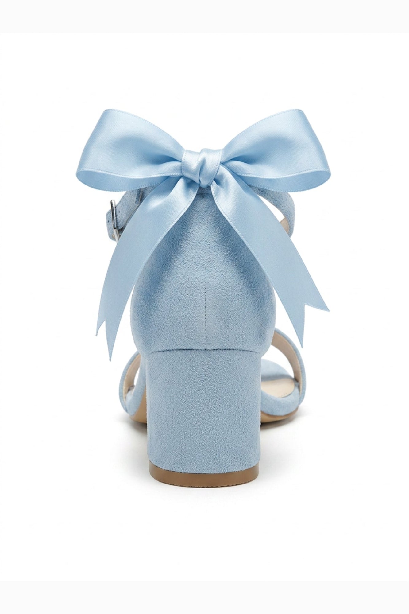 Rochelle Baby Blue Suede Ankle Strap Block Heel Sandal