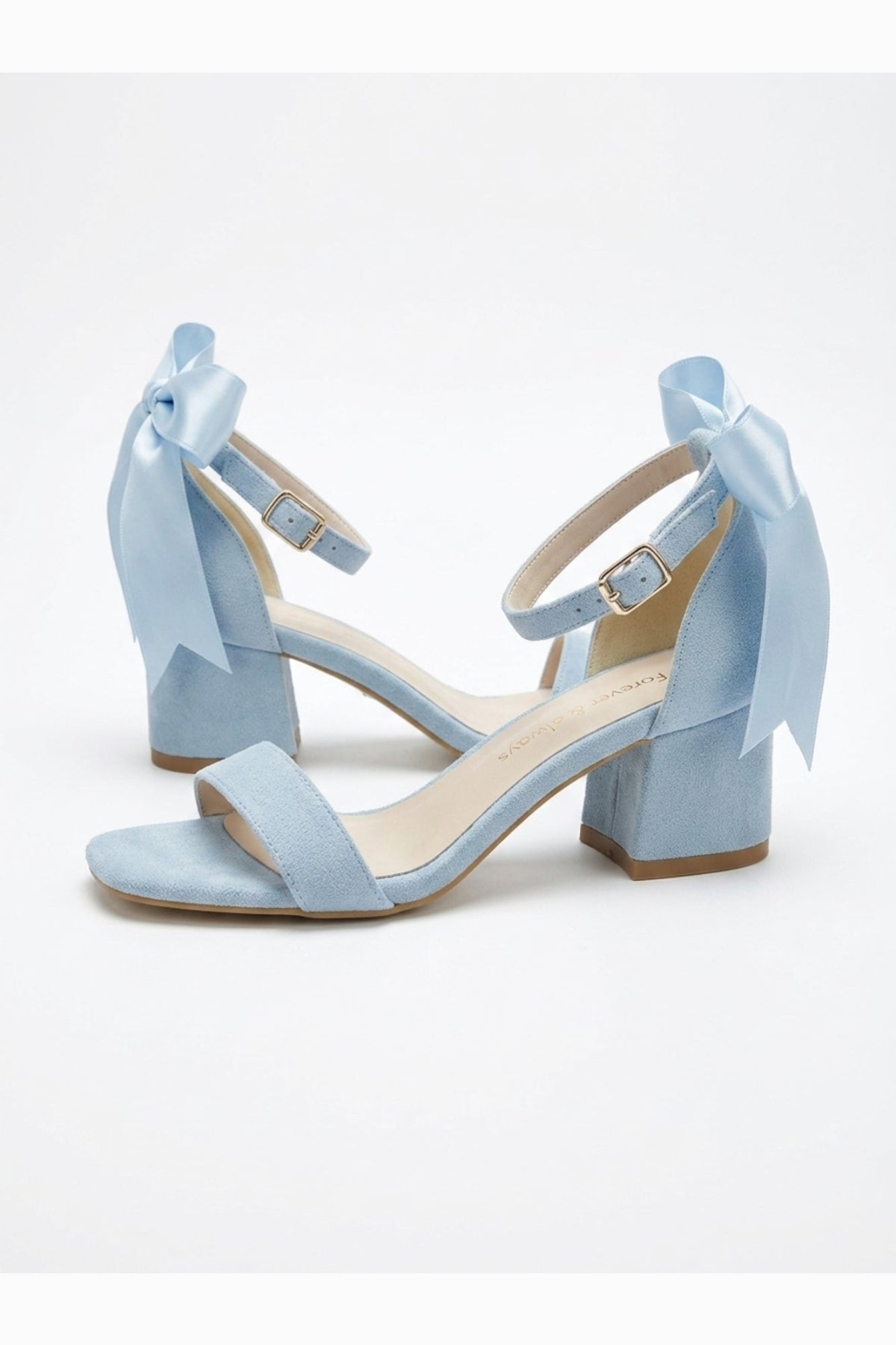 Rochelle Baby Blue Suede Ankle Strap Block Heel Sandal