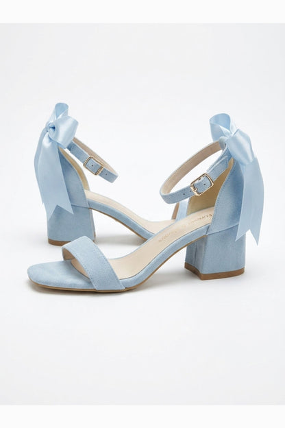 Rochelle Baby Blue Suede Ankle Strap Block Heel Sandal