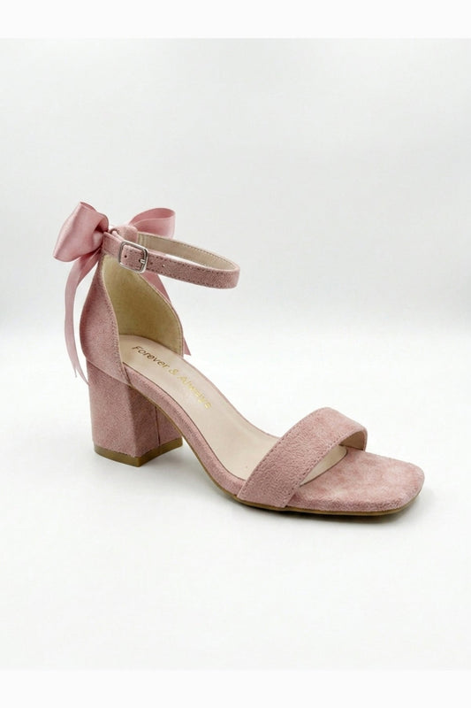 Rochelle Dusty Pink Suede Ankle Strap Block Heel Sandal