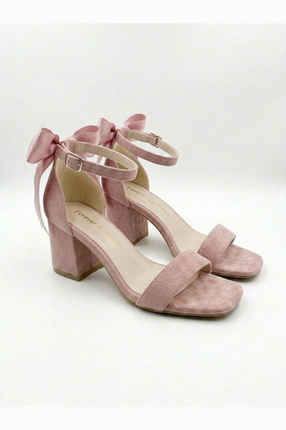 Rochelle Dusty Pink Suede Ankle Strap Block Heel Sandal