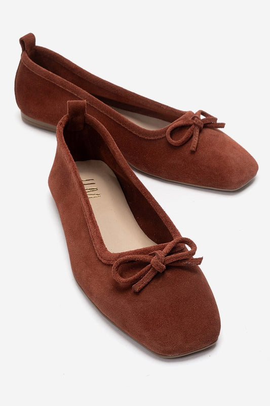 Sosa - Cognac Genuine Leather Round Toe Ballet Flat (Women)
