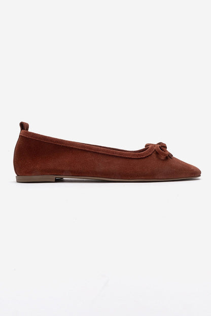 Sosa - Cognac Genuine Leather Round Toe Ballet Flat (Women)