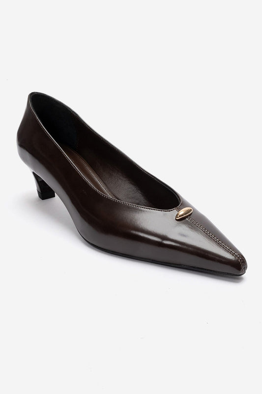 Versay - Brown Kitten Heel Shoe (Women)