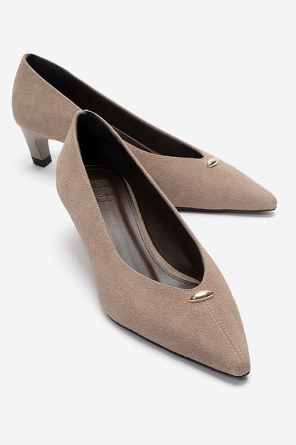 Versay - Taupe Kitten Heel Shoe (Women)