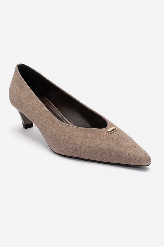 Versay - Taupe Kitten Heel Shoe (Women)