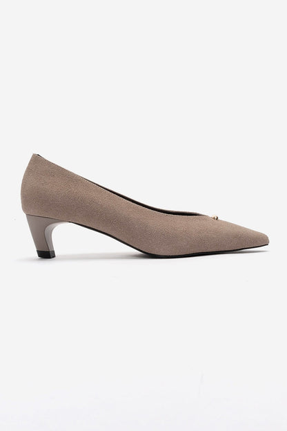 Versay - Taupe Kitten Heel Shoe (Women)