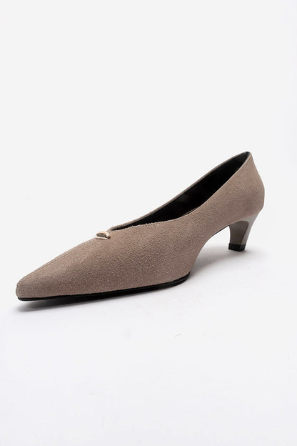 Versay - Taupe Kitten Heel Shoe (Women)