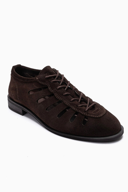 ASTRON - Brown Suede Genuine Leather Casual Shoe (Women)