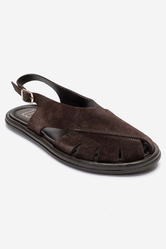 BELAS - Brown Suede Genuine Leather Sandal (Women)
