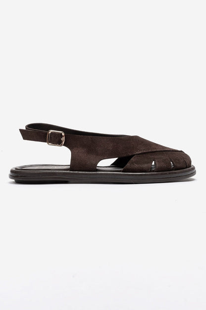 BELAS - Brown Suede Genuine Leather Sandal (Women)