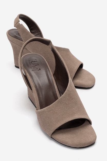 ZYRA - Taupe Suede Block Heel Shoe (Women)