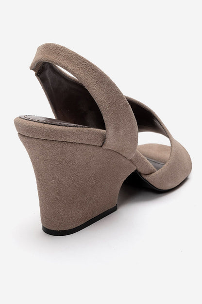 ZYRA - Taupe Suede Block Heel Shoe (Women)