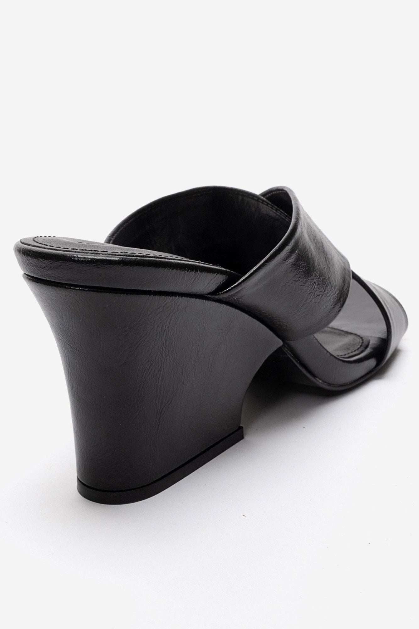 YAVIN - Black Cross-Strap Block Heel Slide (Women)