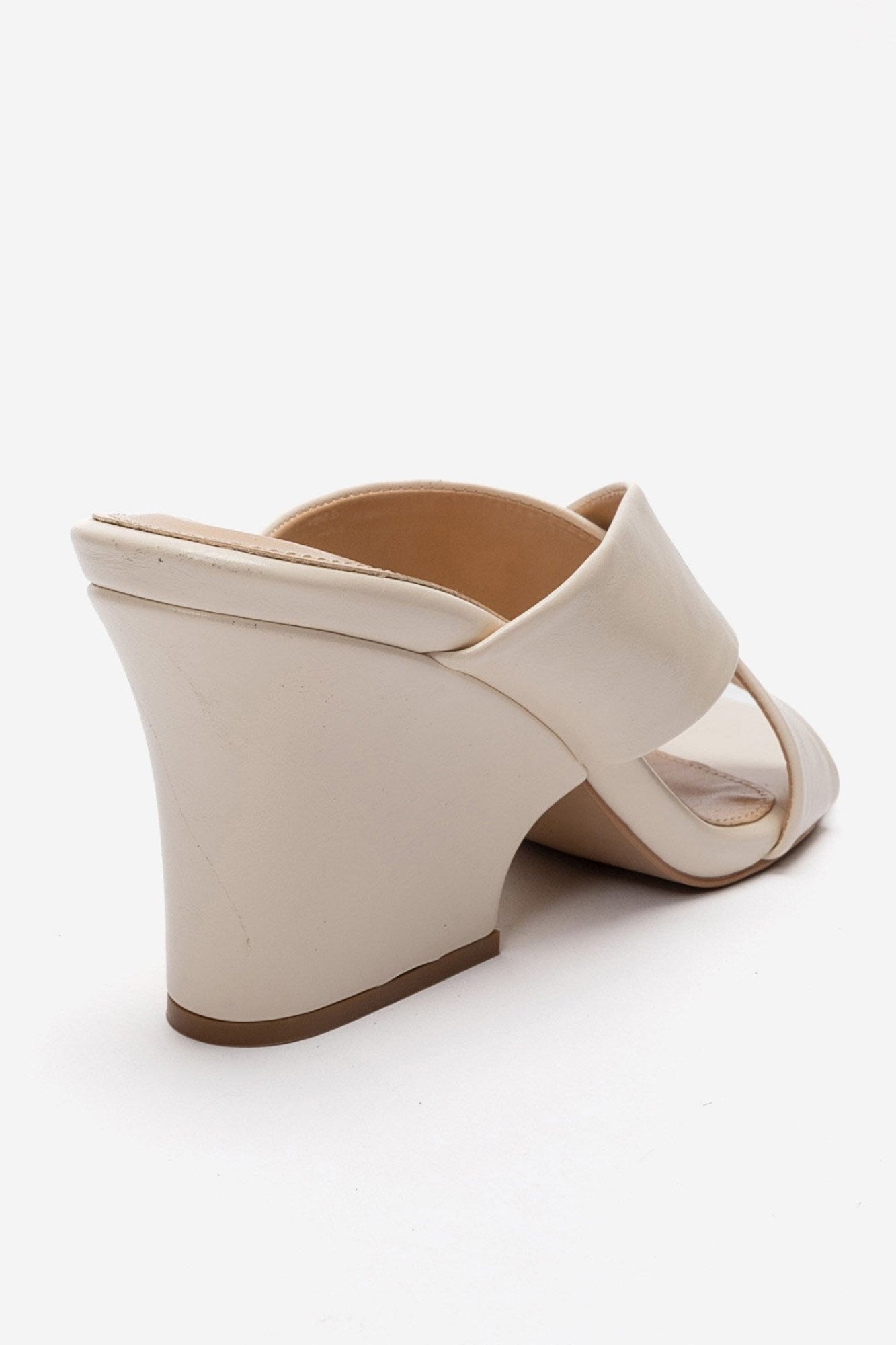 YAVIN - Beige Cross-Strap Block Heel Slide (Women)