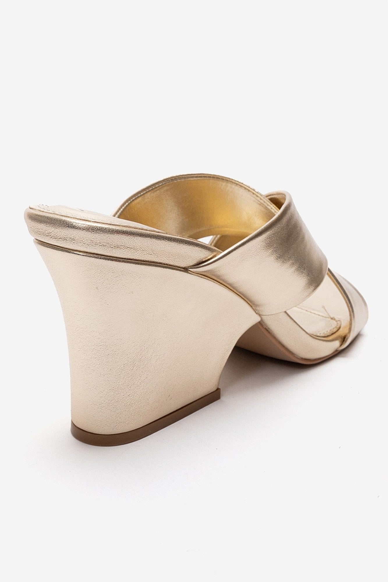 YAVIN - Gold Cross-Strap Block Heel Slide (Women)
