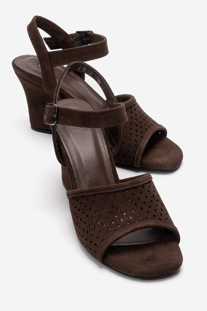 HERVON - Cognac Block Heel Open-Toe Shoe (Women)
