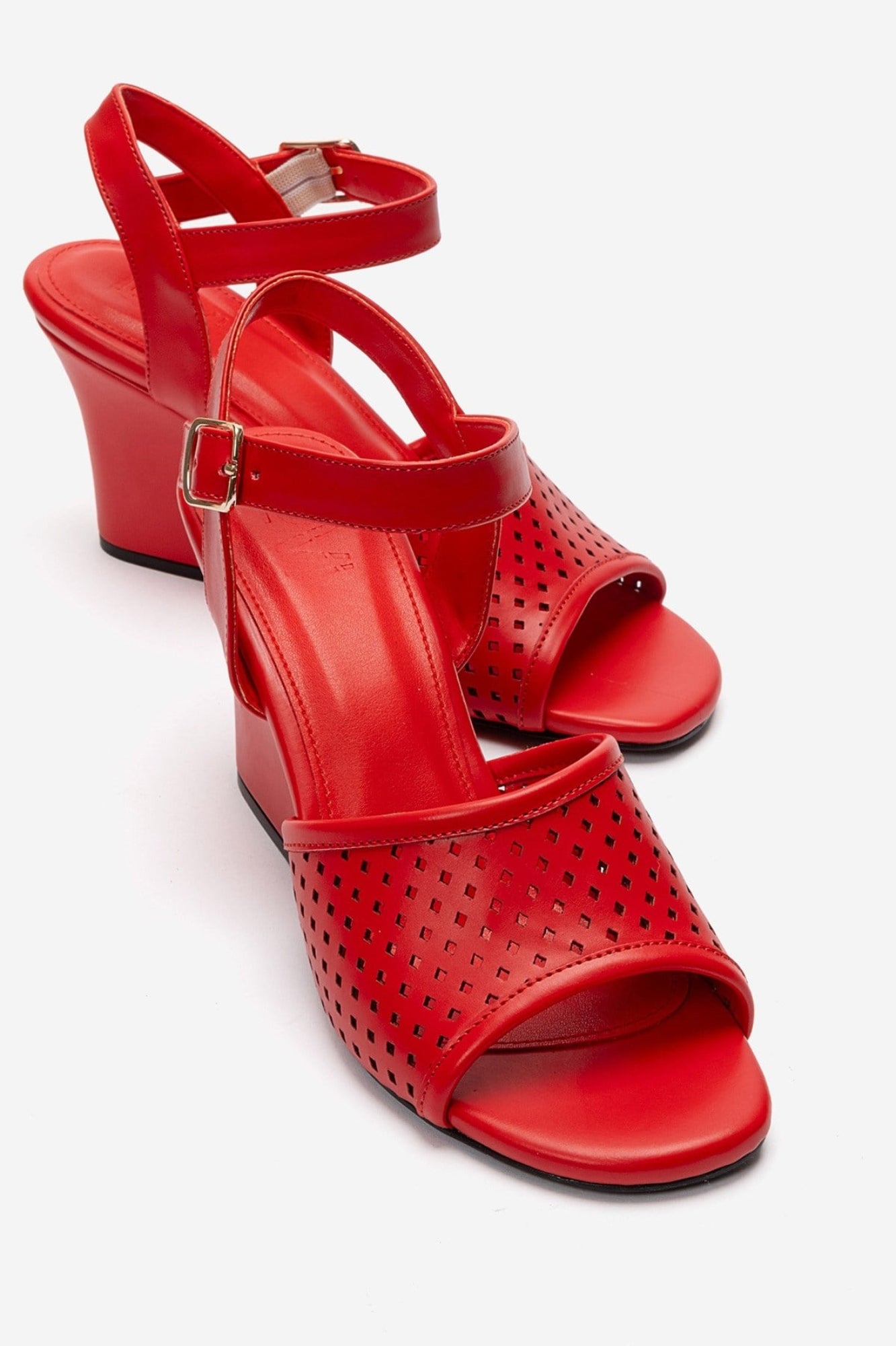 HERVON - Red Block Heel Open-Toe Shoe (Women)