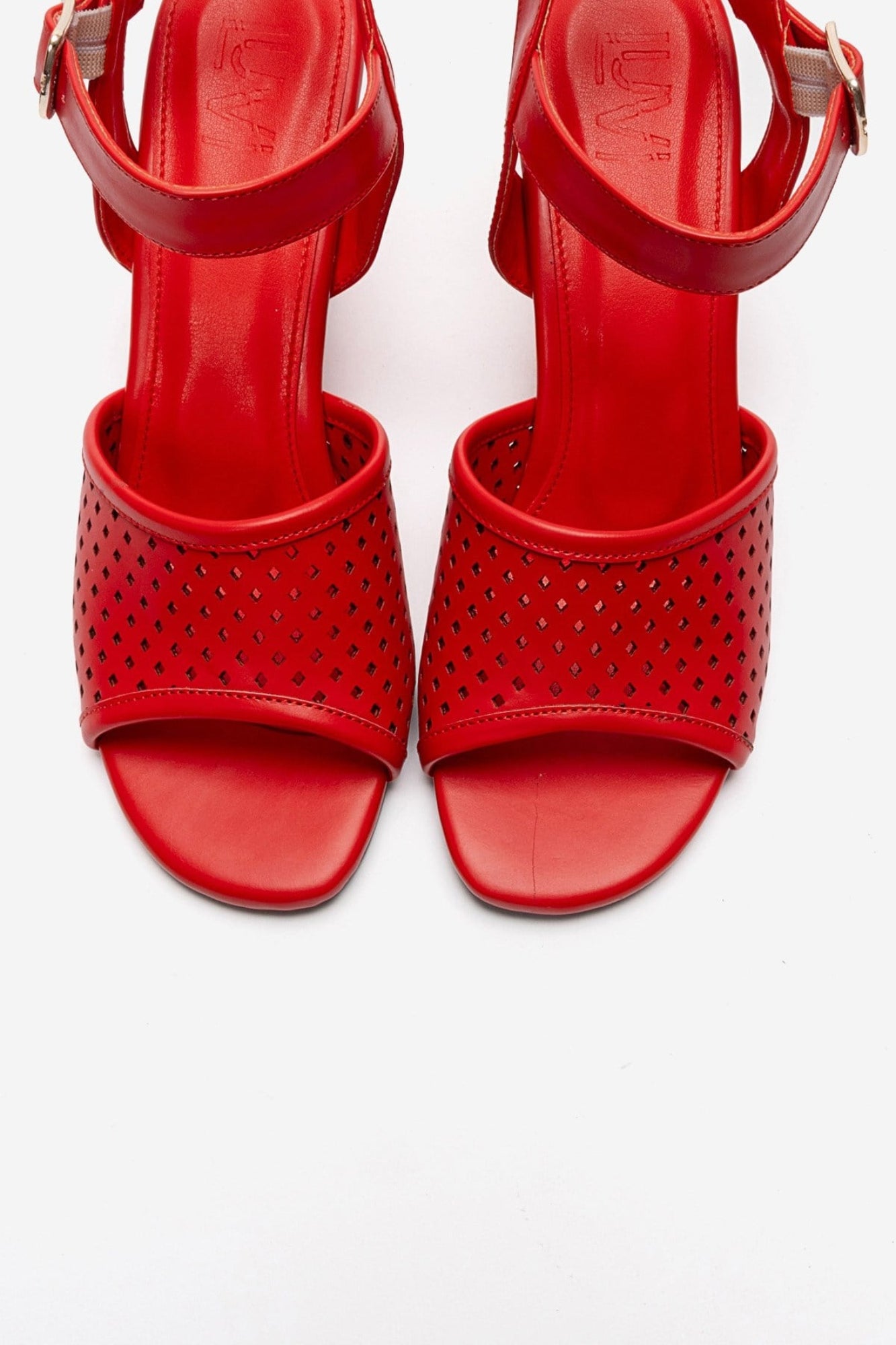HERVON - Red Block Heel Open-Toe Shoe (Women)