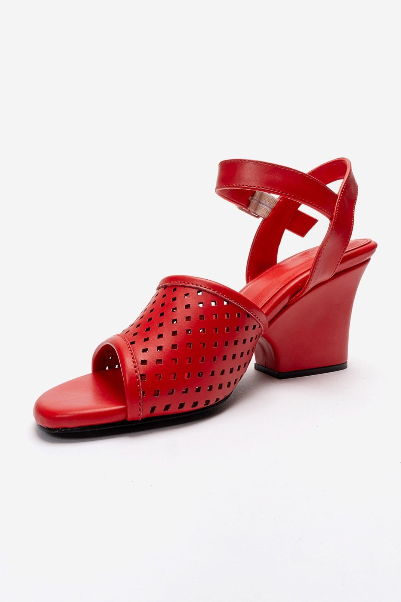 HERVON - Red Block Heel Open-Toe Shoe (Women)