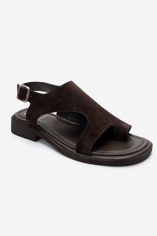BURLEY - Brown Genuine Leather Toe-Post Sandal (Women)
