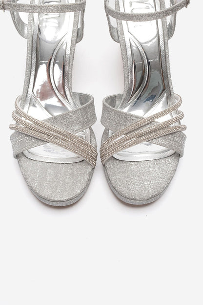 JARENA - Silver Genuine Leather Block Heel Shoe (Women)