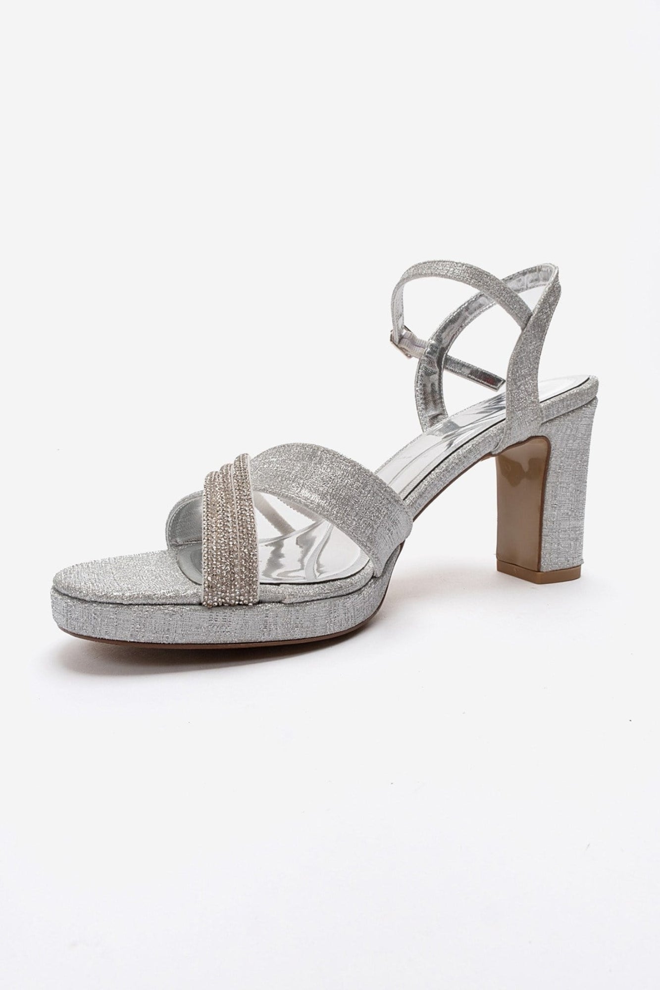 JARENA - Silver Genuine Leather Block Heel Shoe (Women)