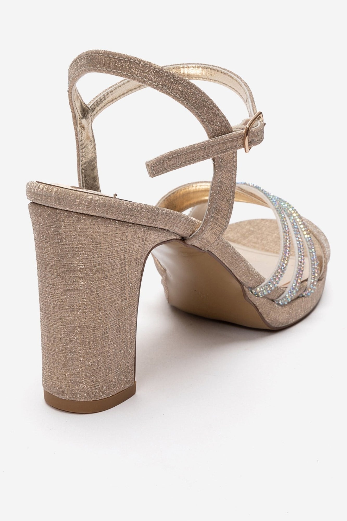 JARENA - Gold Genuine Leather Block Heel Evening Shoe (Women)