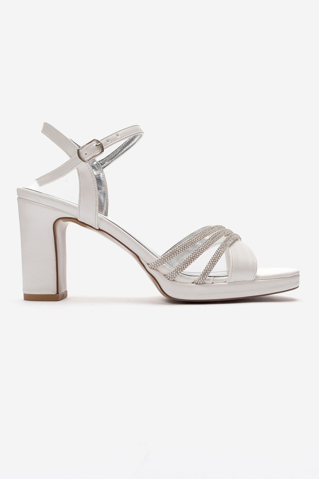 JARENA - Off-White Genuine Leather Block Heel Shoe (Women)