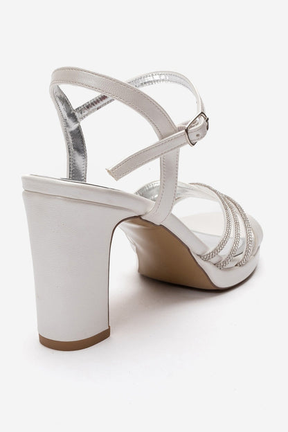 JARENA - Off-White Genuine Leather Block Heel Shoe (Women)
