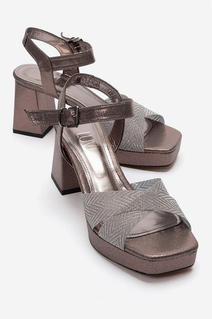 BAVENA - Silver Genuine Leather Platform Heel Evening Shoe (Women)