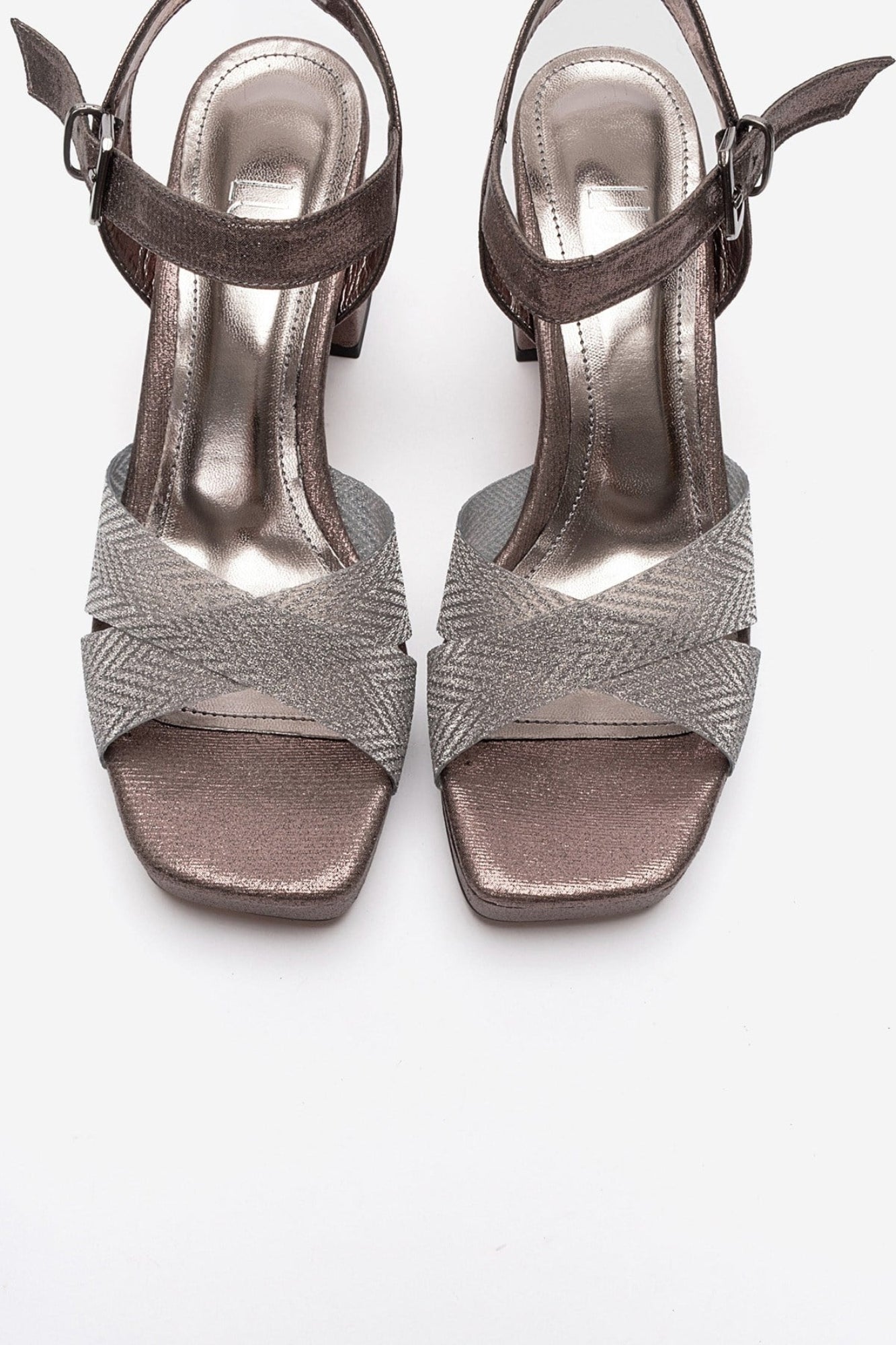 BAVENA - Silver Genuine Leather Platform Heel Evening Shoe (Women)