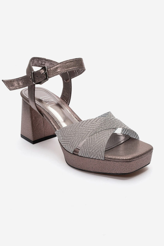 BAVENA - Silver Genuine Leather Platform Heel Evening Shoe (Women)
