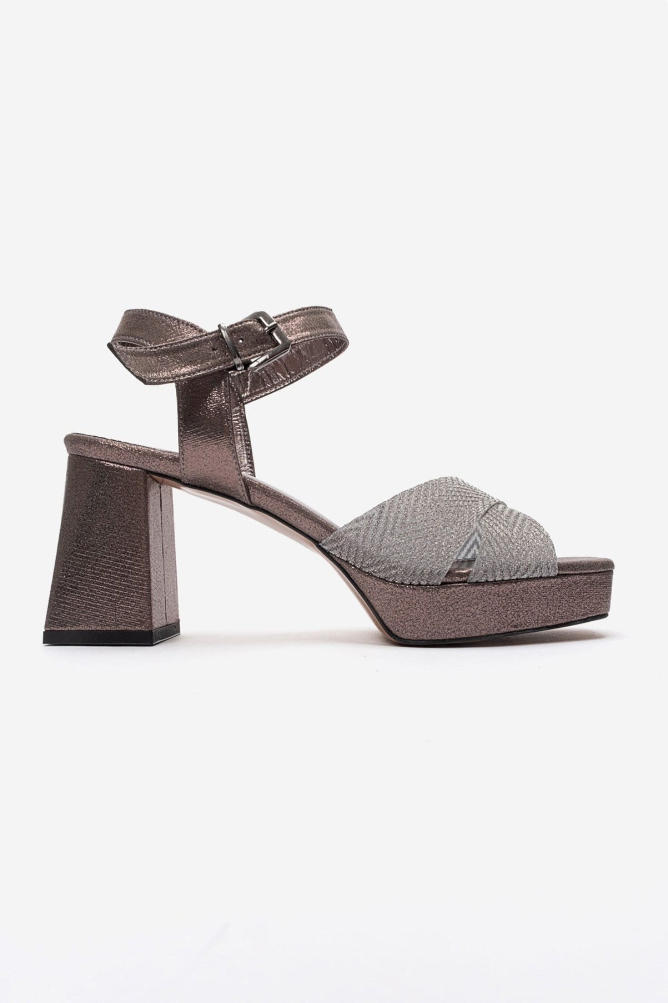 BAVENA - Silver Genuine Leather Platform Heel Evening Shoe (Women)