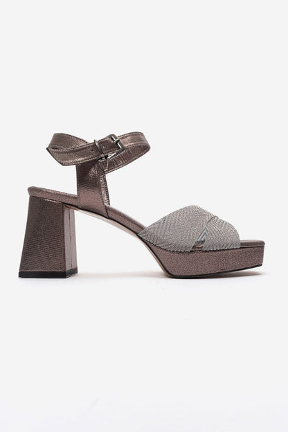 BAVENA - Silver Genuine Leather Platform Heel Evening Shoe (Women)