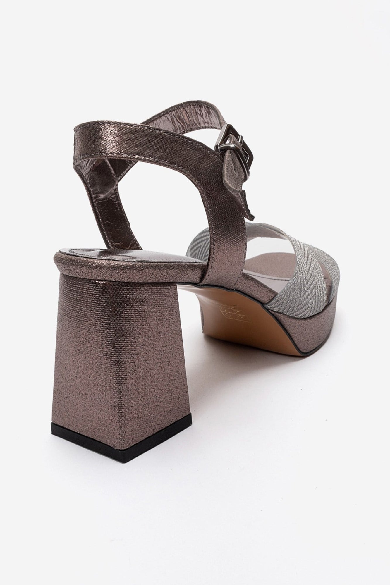 BAVENA - Silver Genuine Leather Platform Heel Evening Shoe (Women)