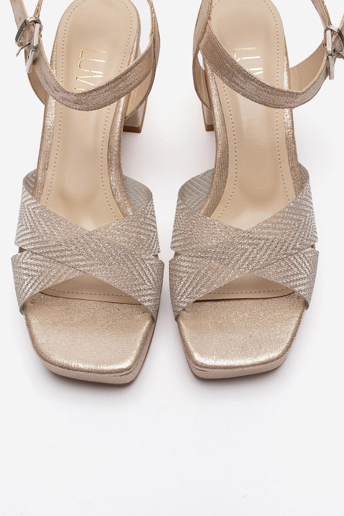 BAVENA - Gold Platform Heel Evening Shoe (Women)
