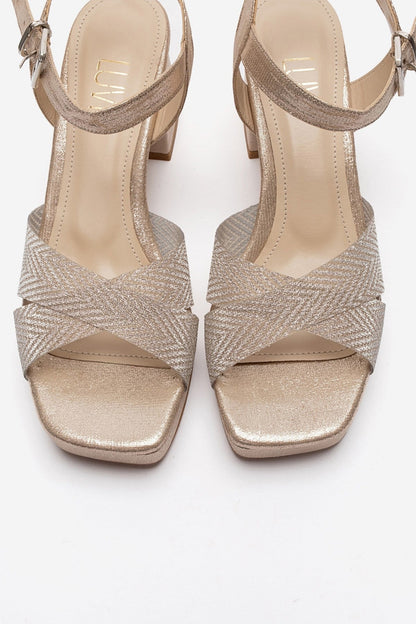 BAVENA - Gold Platform Heel Evening Shoe (Women)