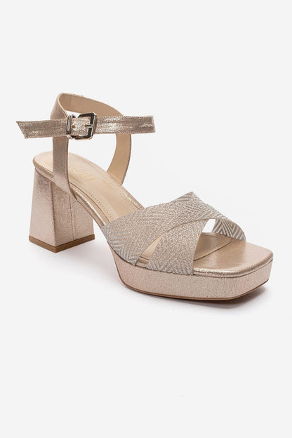 BAVENA - Gold Platform Heel Evening Shoe (Women)