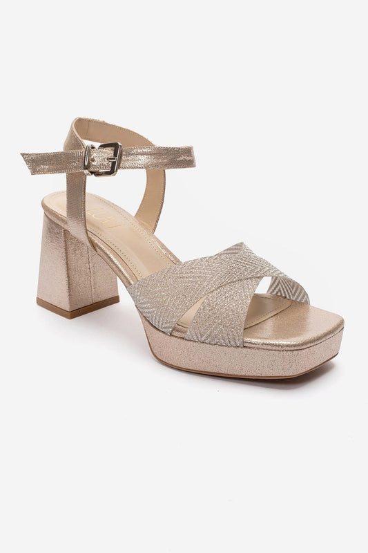 BAVENA - Gold Platform Heel Evening Shoe (Women)