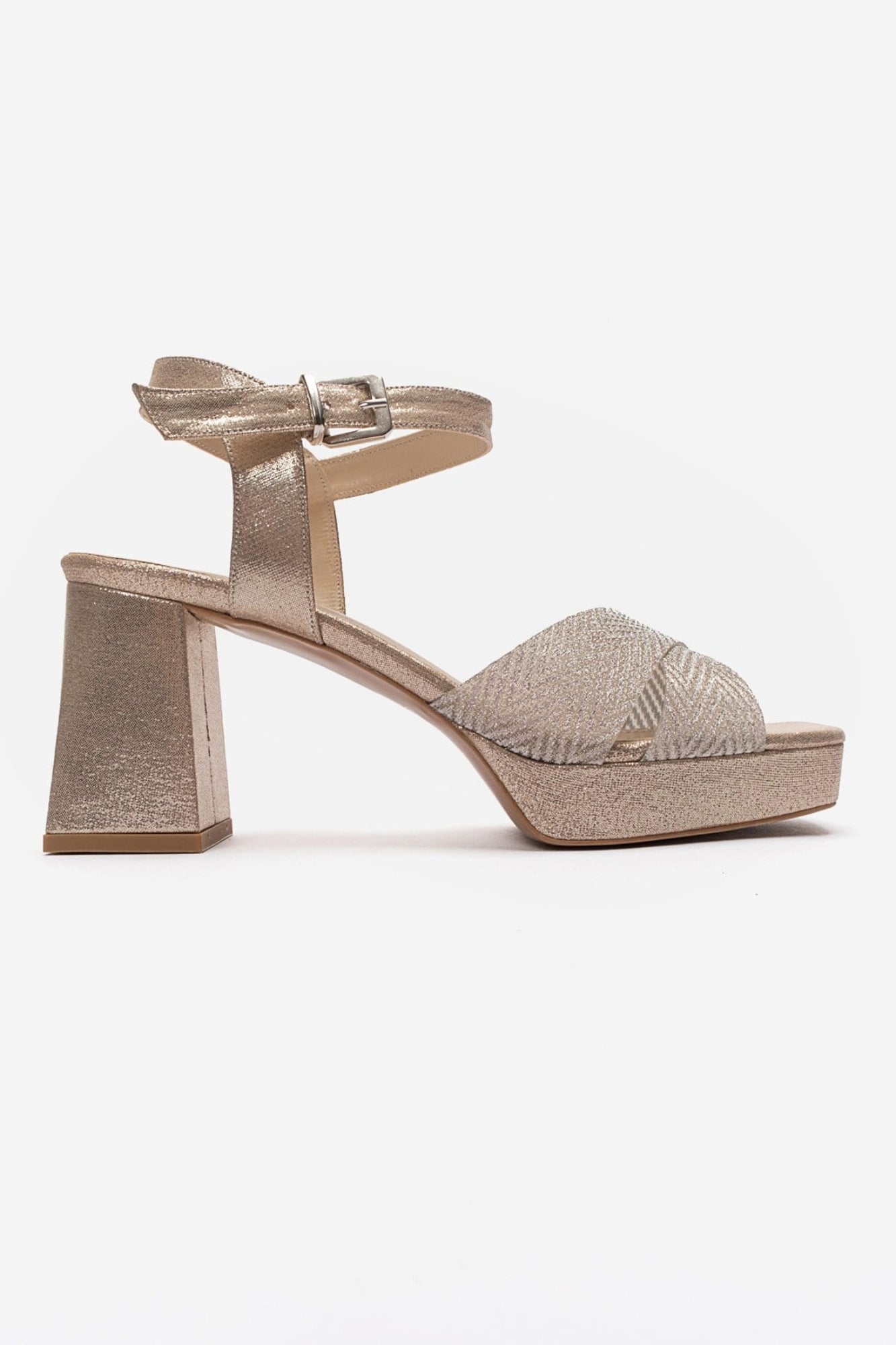 BAVENA - Gold Platform Heel Evening Shoe (Women)