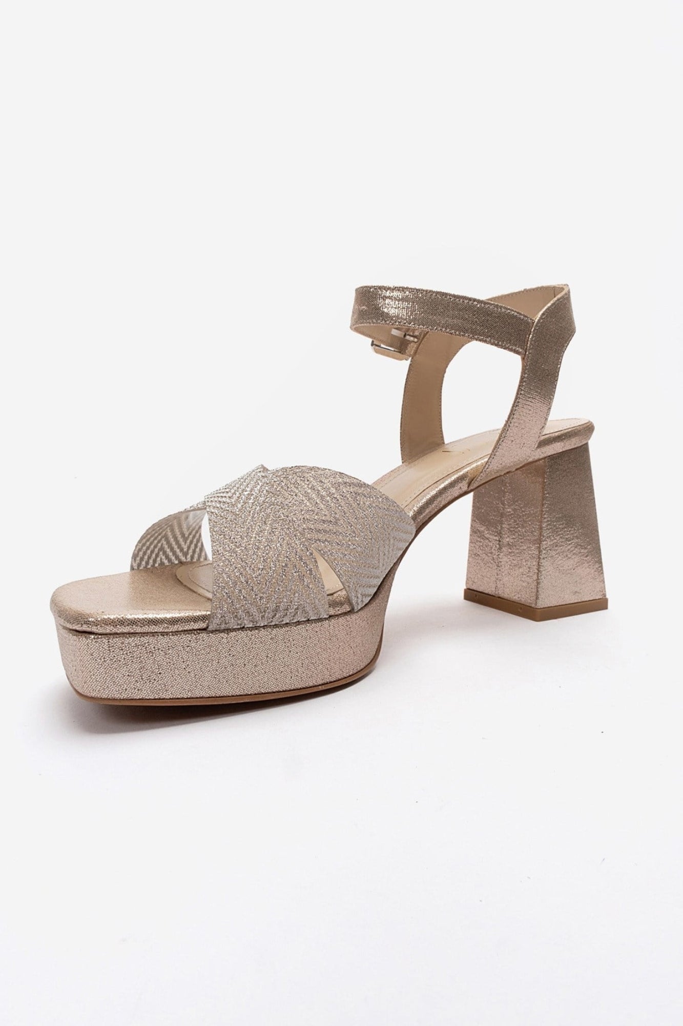 BAVENA - Gold Platform Heel Evening Shoe (Women)