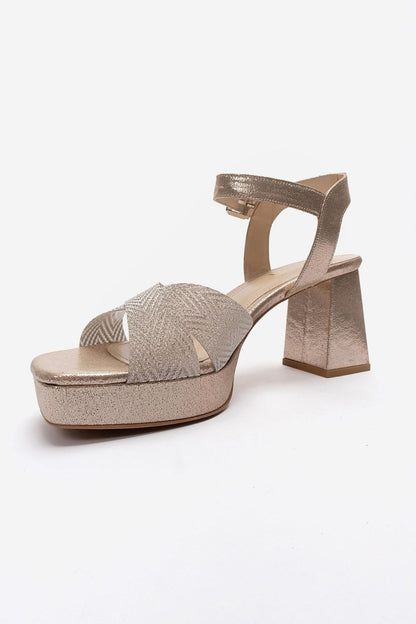 BAVENA - Gold Platform Heel Evening Shoe (Women)