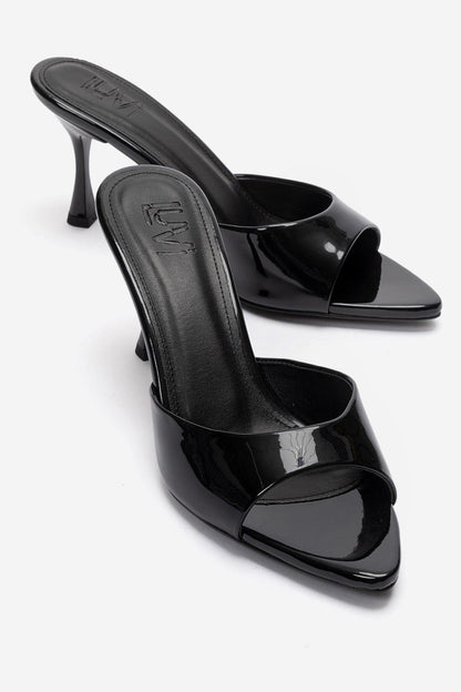 TIERA - Black Thin Heel Mule (Women)