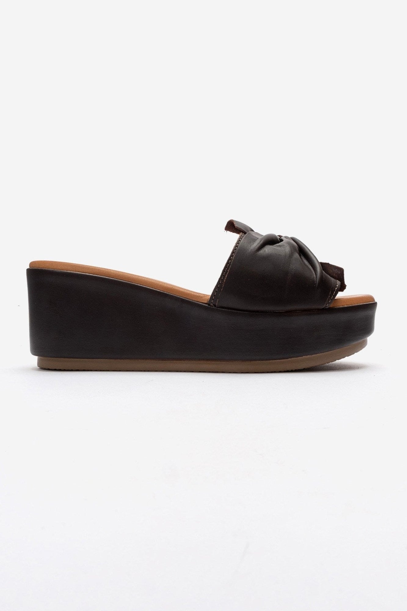 JEFF - Brown Genuine Leather Wedge Slide (Women)