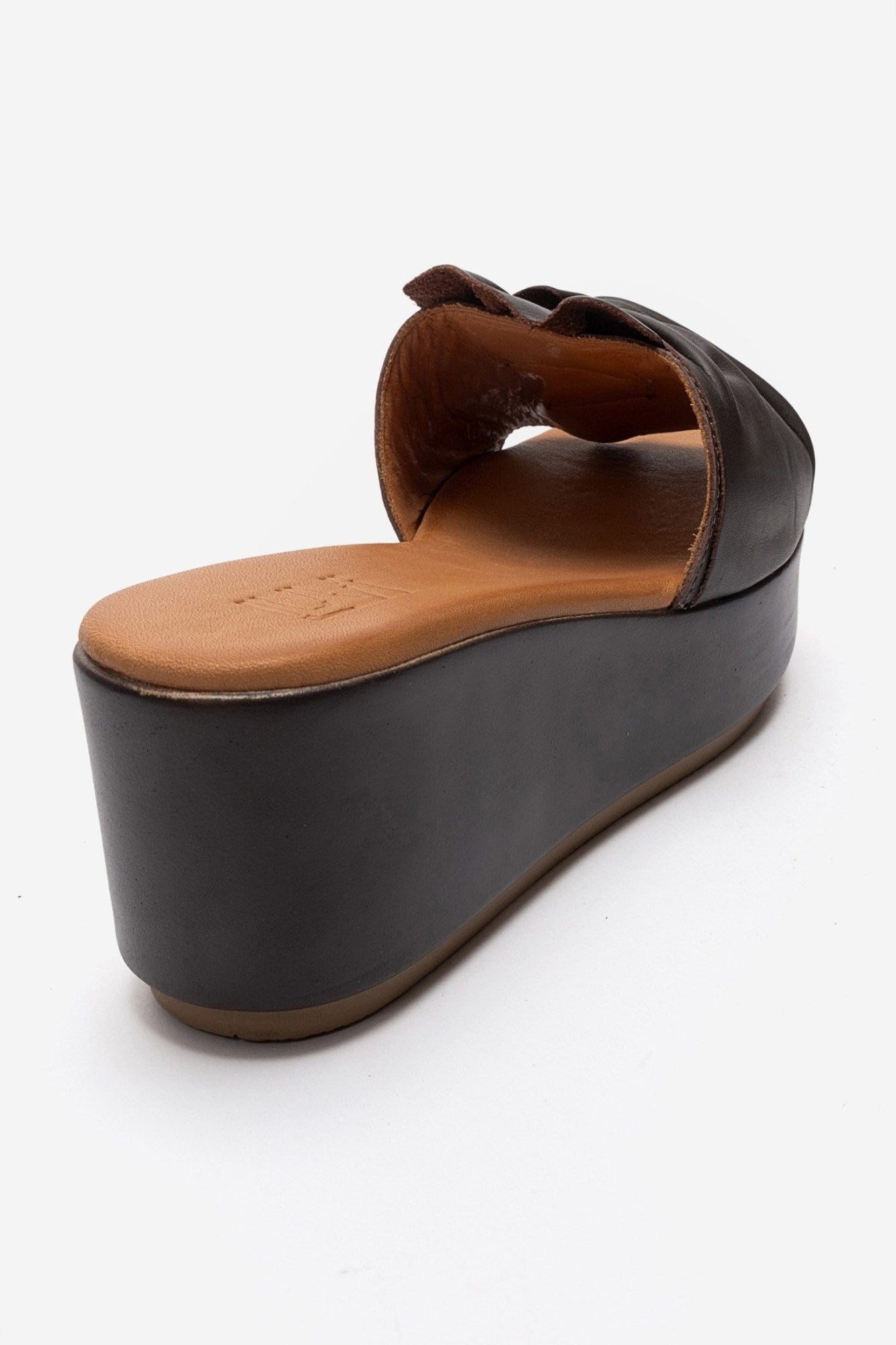 JEFF - Brown Genuine Leather Wedge Slide (Women)