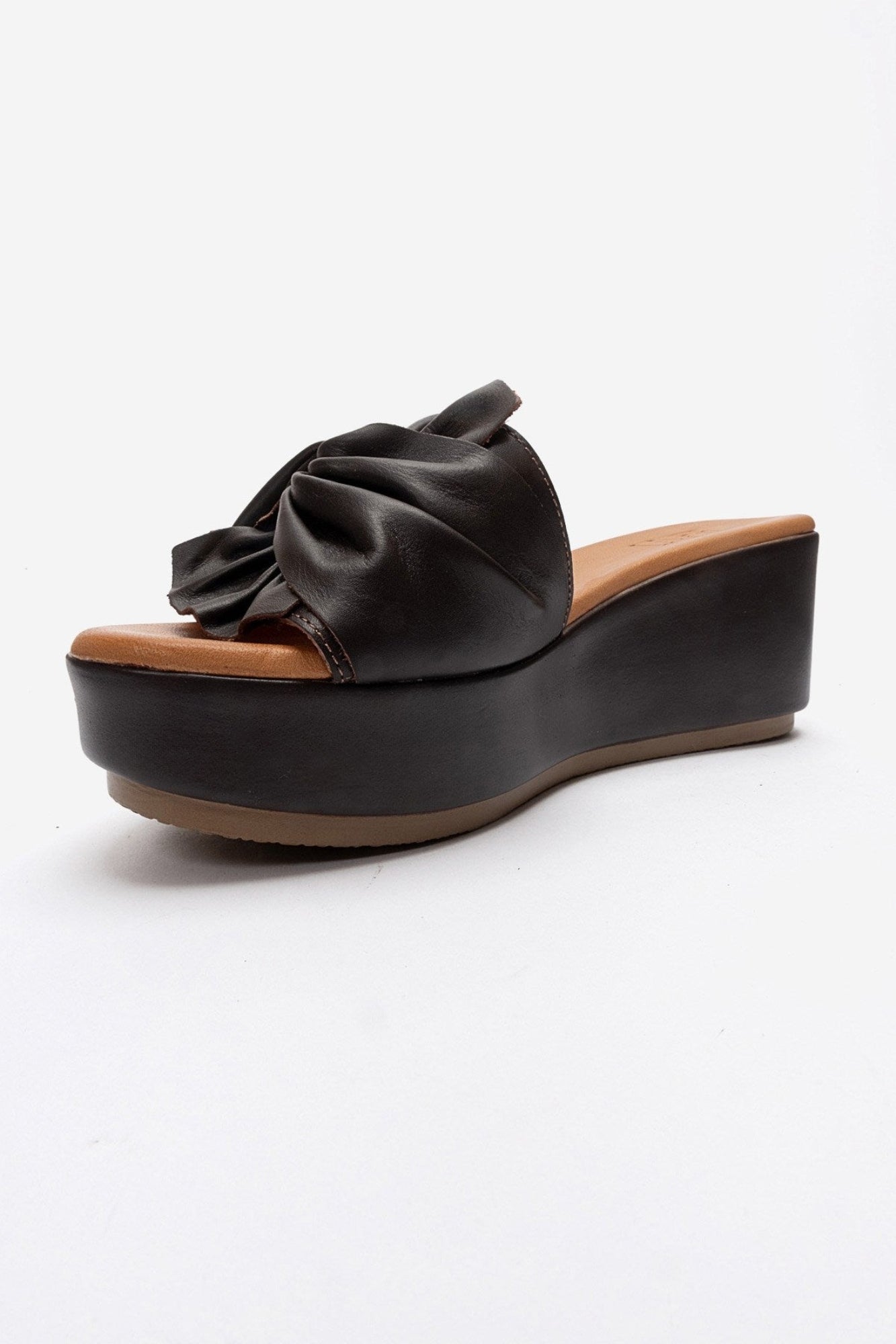 JEFF - Brown Genuine Leather Wedge Slide (Women)