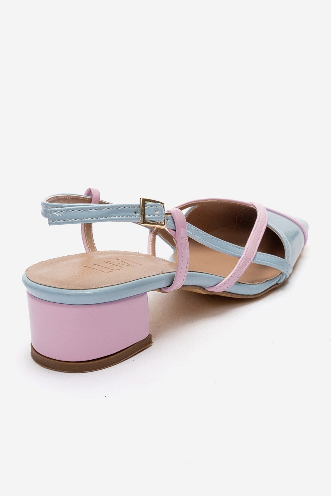 OLENA - Blue And Pink Genuine Leather Block Heel Sandal (Women)